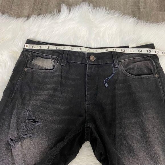 Zara Womens US 6 Distressed Destroyed Mid Rise Cropped Jeans Black Wash - Picture 9 of 11